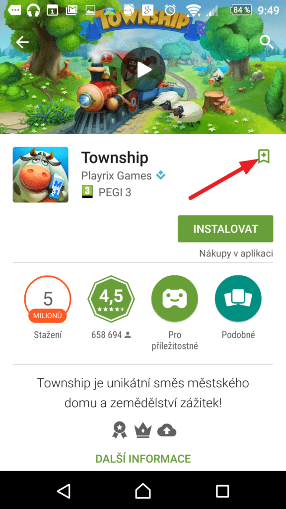 Tlačítko pro přidání na seznam