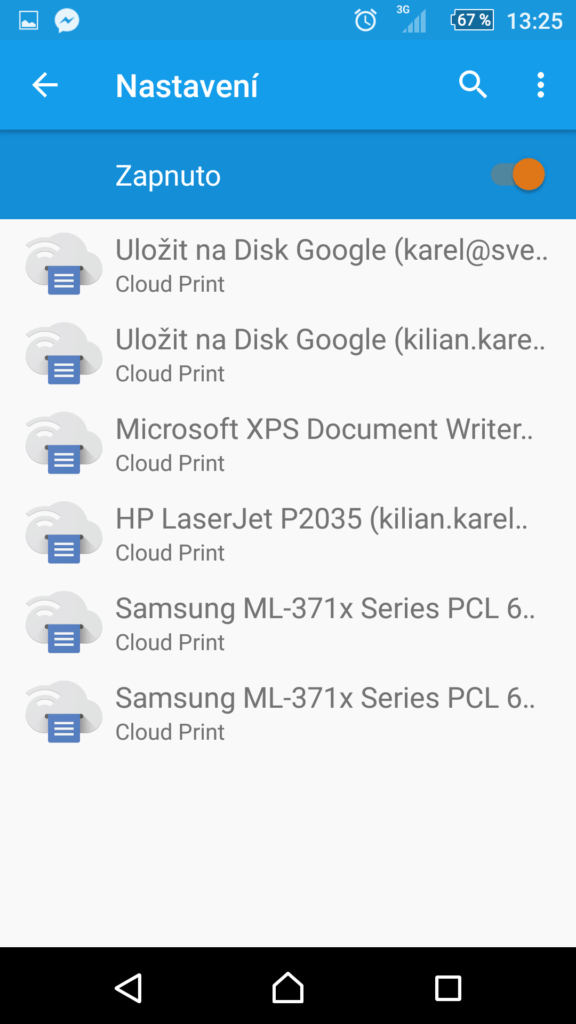 Aktivace podpory tisku