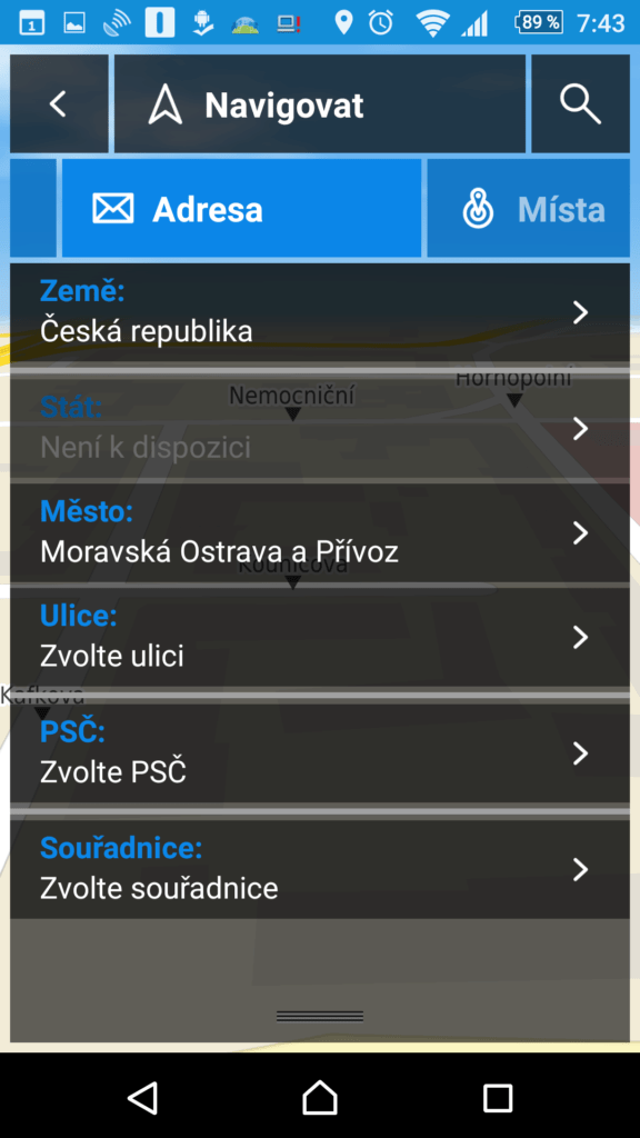Navigace na adresu