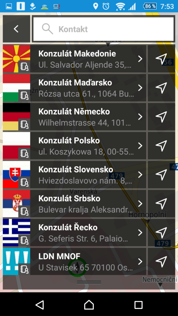 Navigace na adresu kontaktu