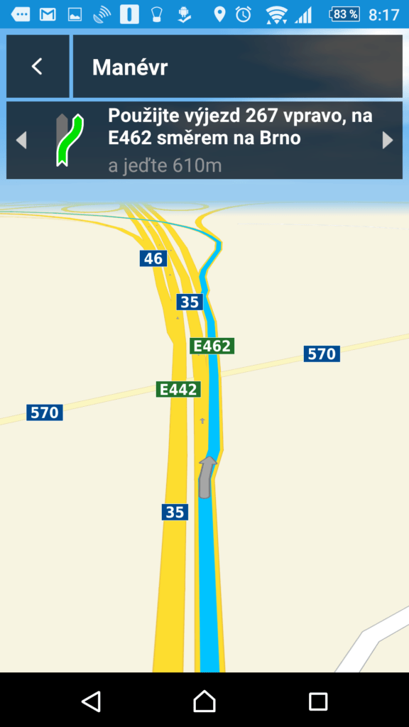 Zobrazení manévru