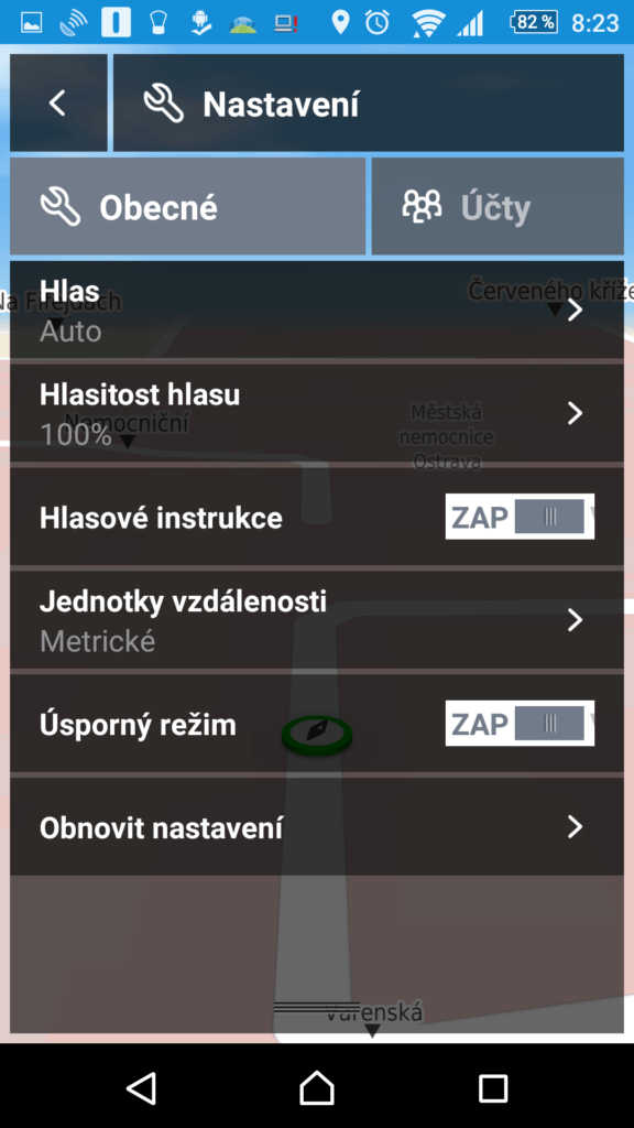 Obecné možnosti nastavení