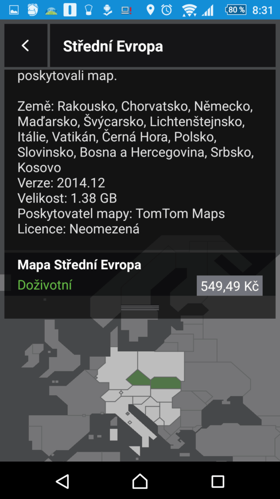 Placené mapové podklady střední Evropy