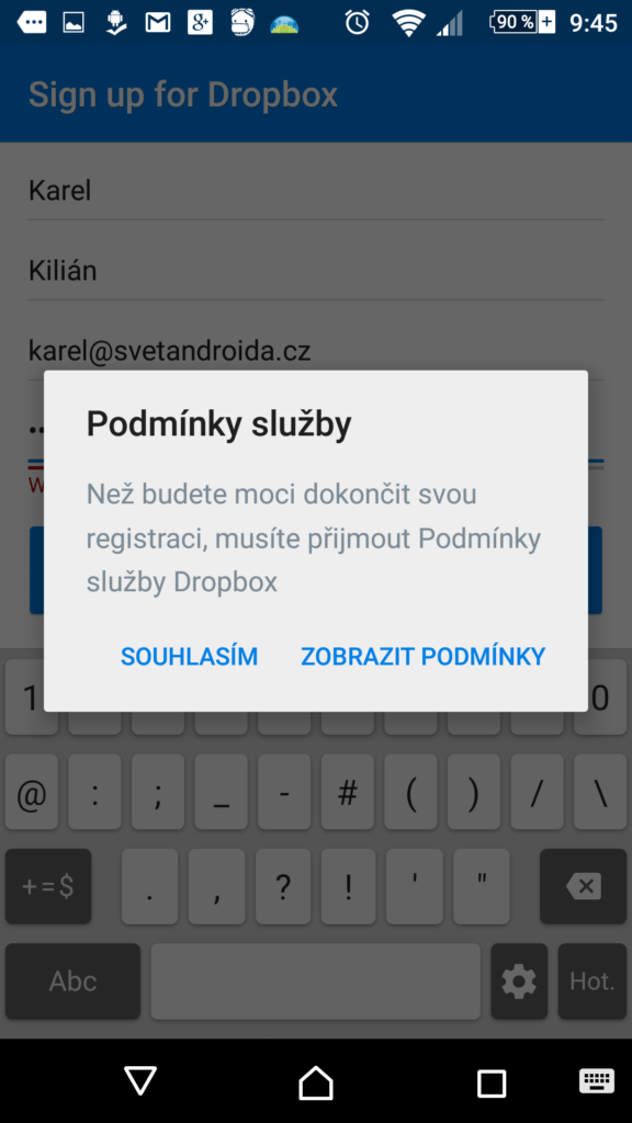 Podmínky služby