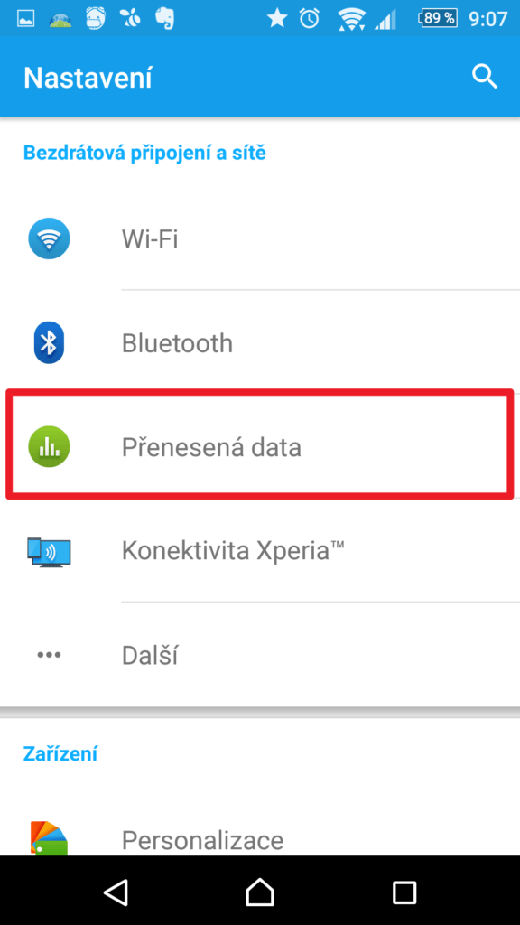 Přenesená data