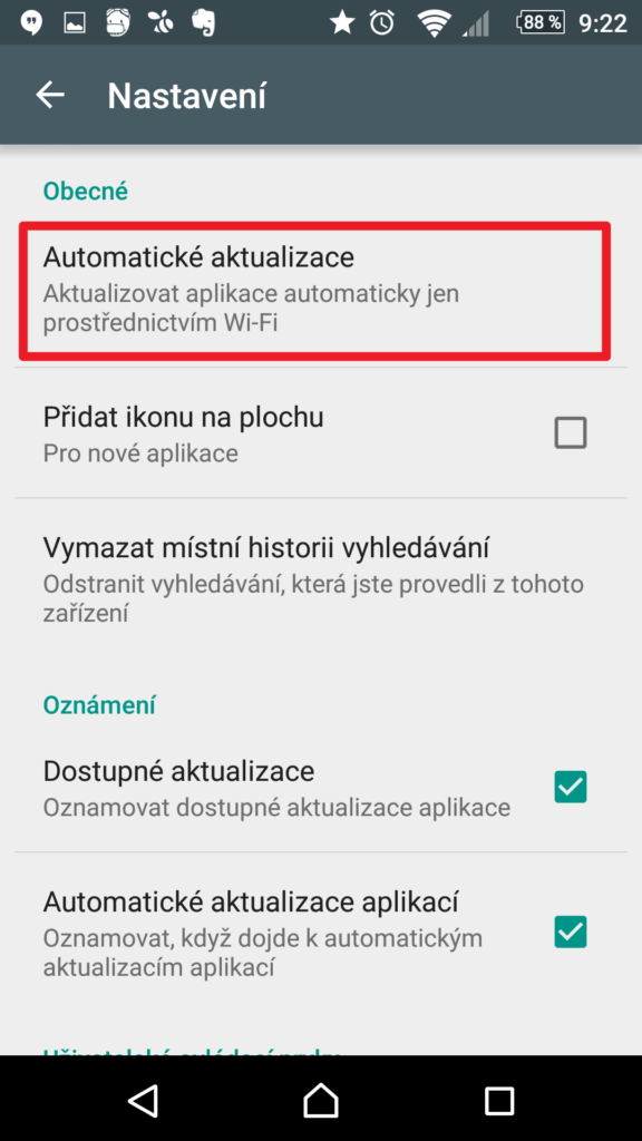 Automatické aktualizace