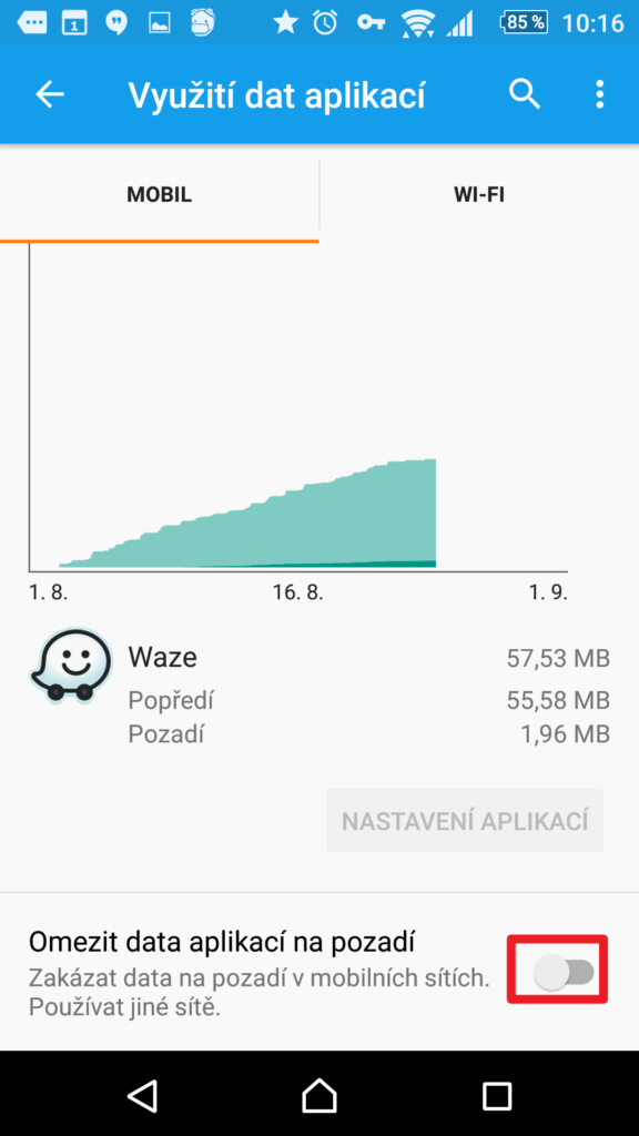 Omezit data na pozadí