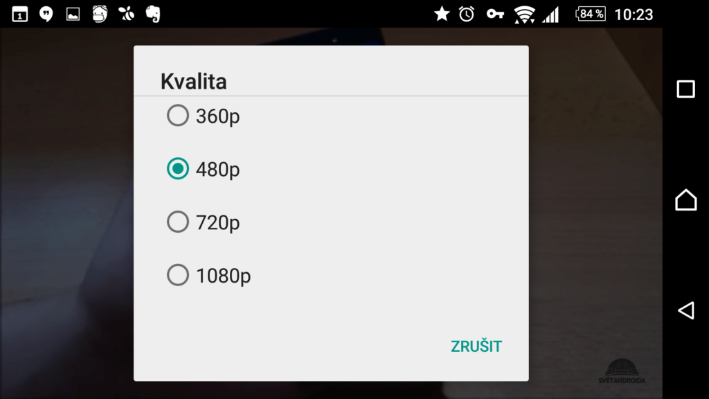 Nastavení nižší kvality videa