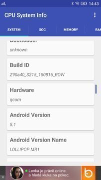 Aplikace CPU Hardware and System Info