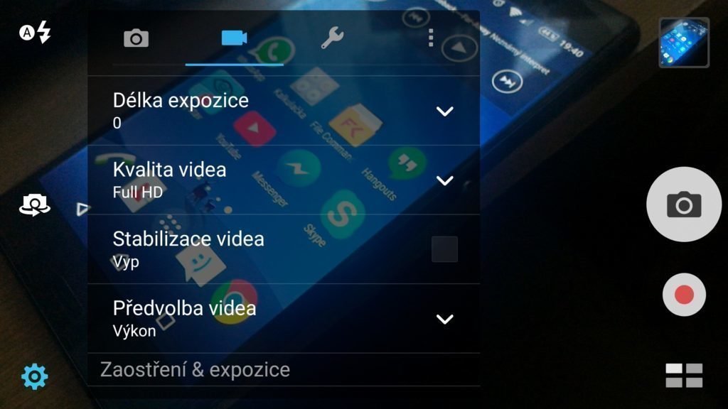 Asus Zenfone 2 fotoaparát nastavení videa