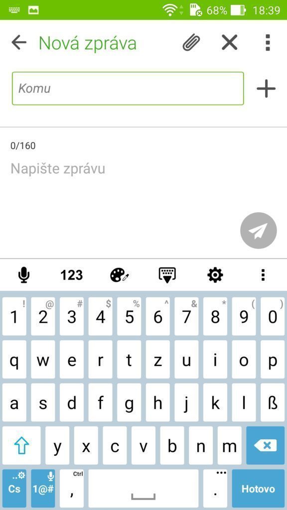 Asus Zenfone 2 psaní zpráv klávesnice