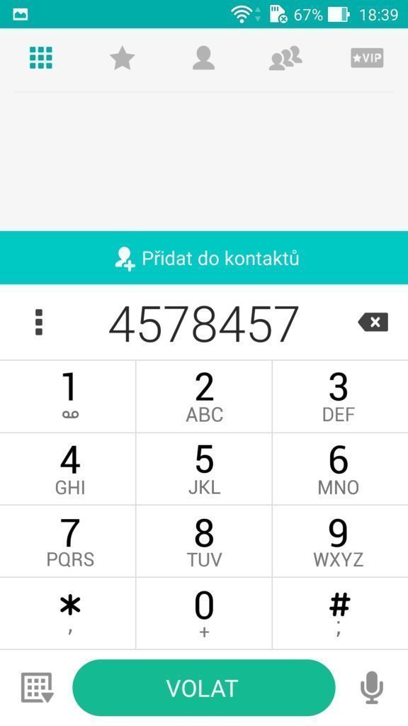 Asus Zenfone 2 číselník