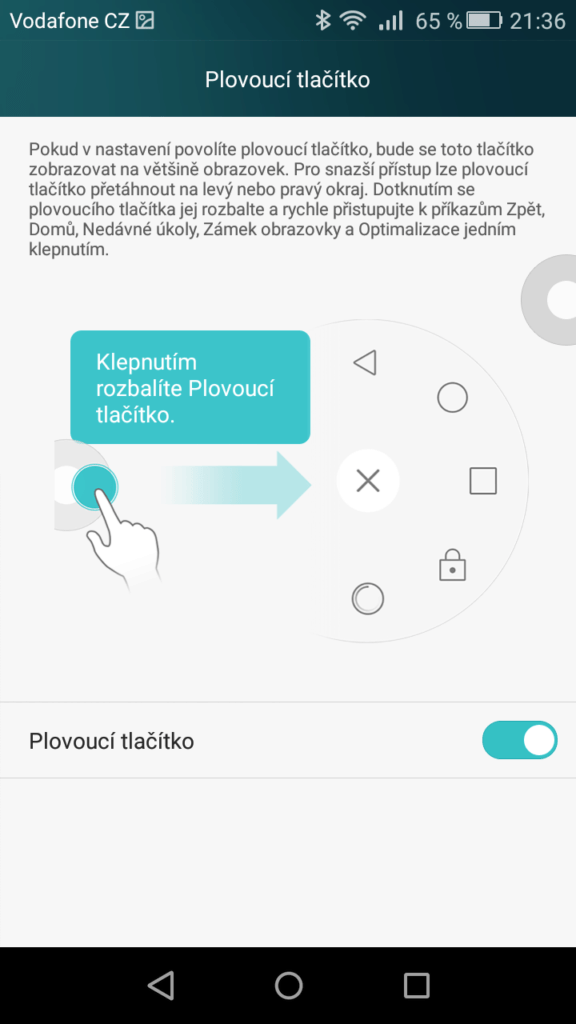 Huawei P8 Lite plovoucí tlačítko