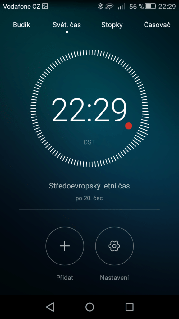 Huawei P8 Lite světový čas