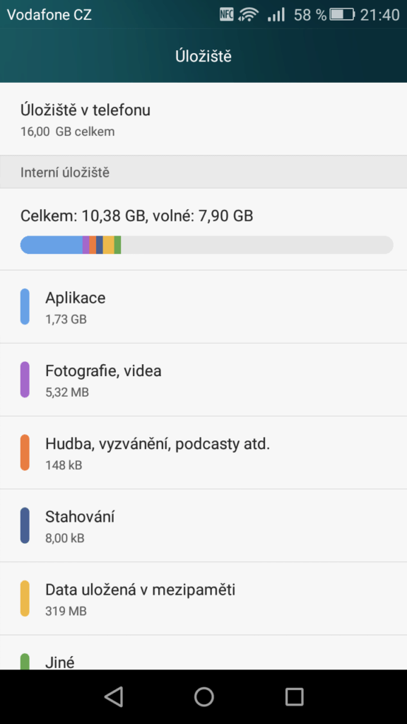 Huawei P8 Lite úložiště