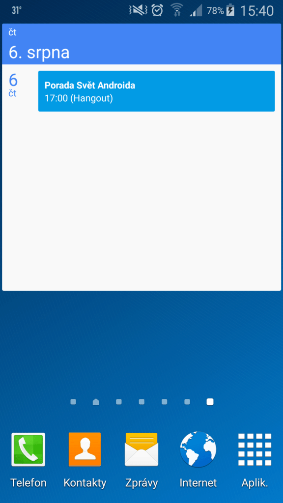 Kalendář widget 1