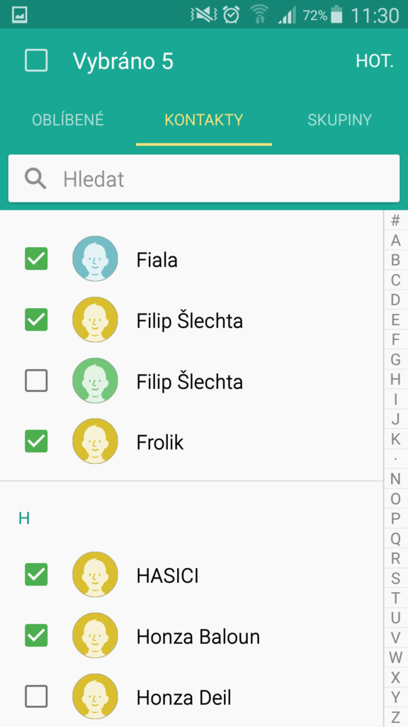 Sdílení kontaktů 5