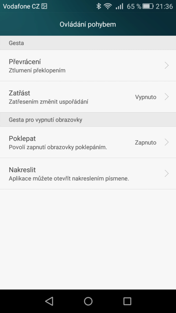 ovládání pohybem