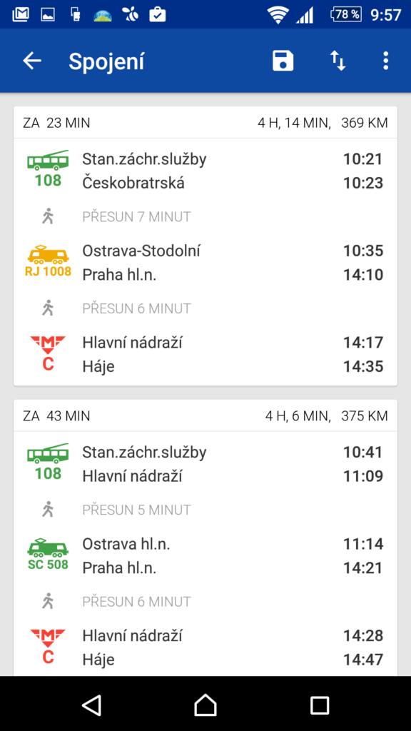 CG Transit offline jízdní řády