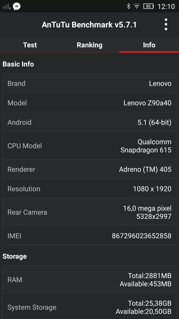 Lenovo Vibe Shot - antutu
