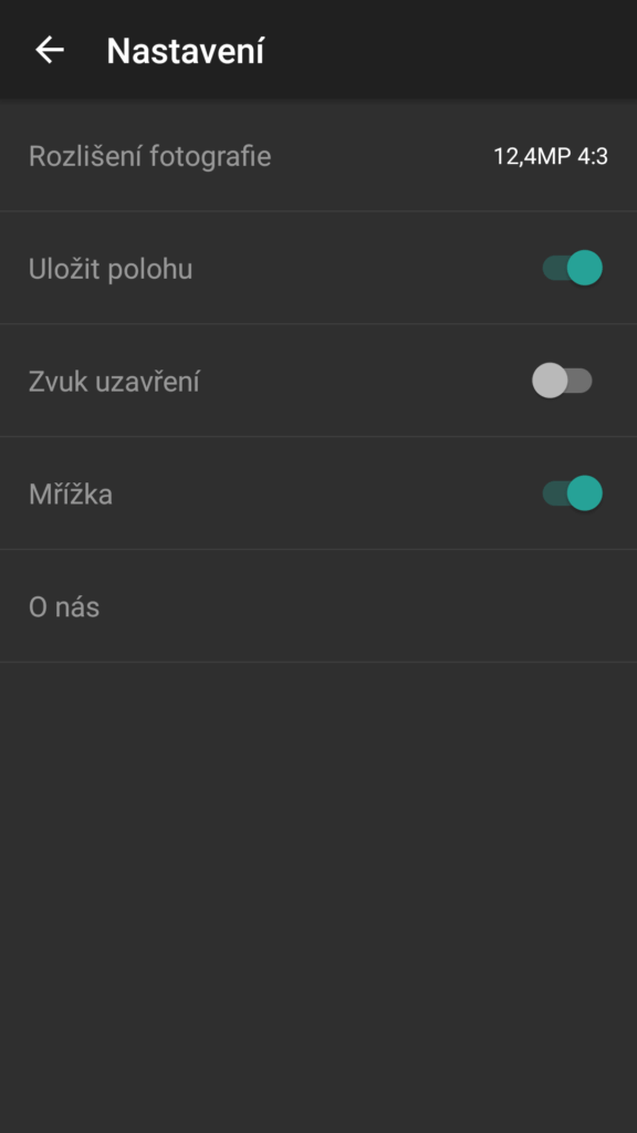 OnePlus 2 Aplikace fotoaparátu nastavení