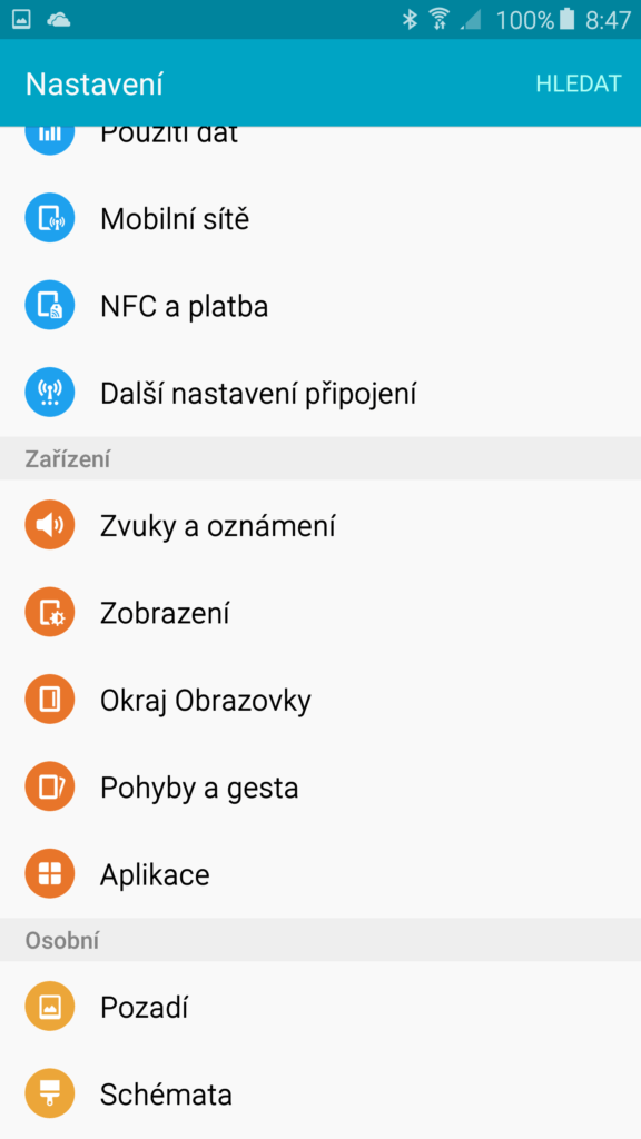 Samsung Galaxy S6 Edge Plus nastavení 2