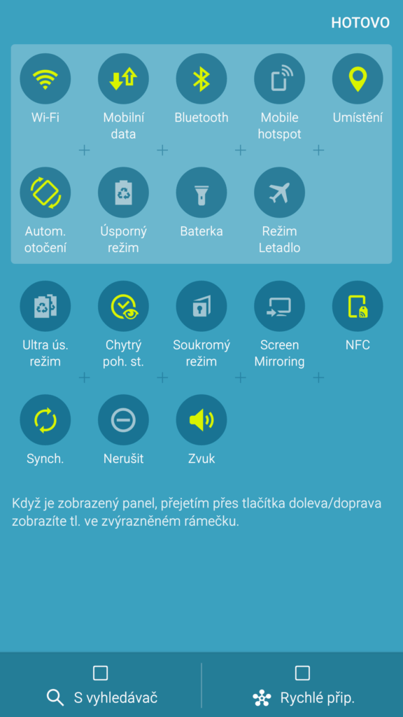 Samsung Galaxy S6 Edge Plus rychlé nastavení