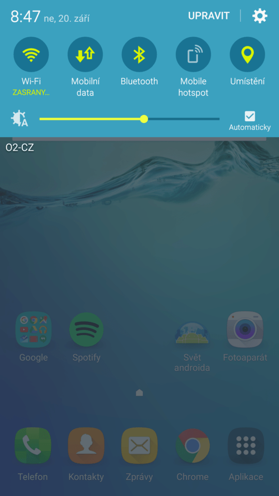 Samsung Galaxy S6 Edge Plus stažená lišta