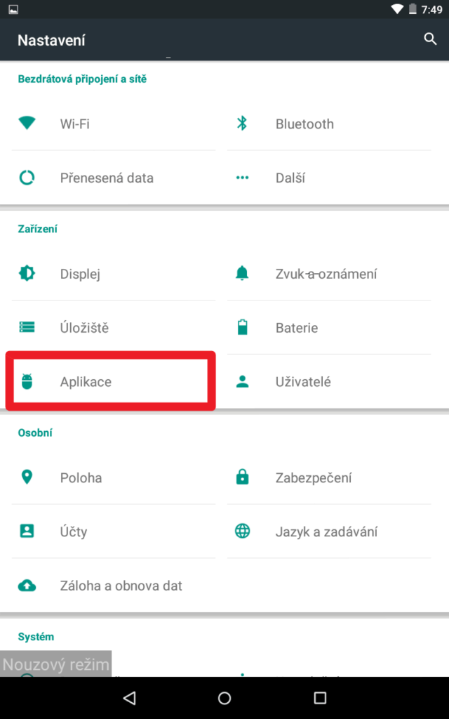 Přejděte do sekce Aplikace