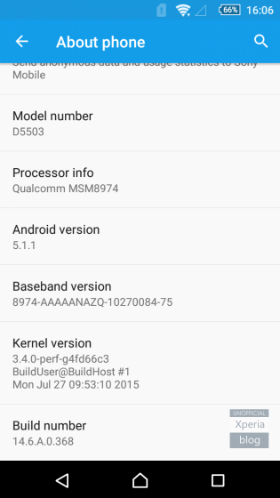 Android 5.1.1 pro telefony Sony