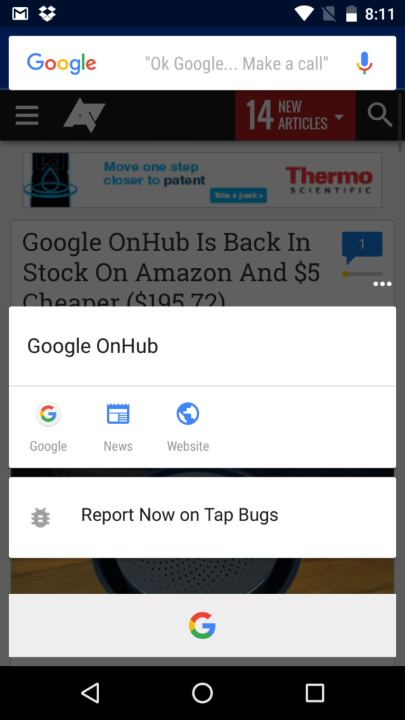 Nová funkce On Tap poskytne relevantní informace