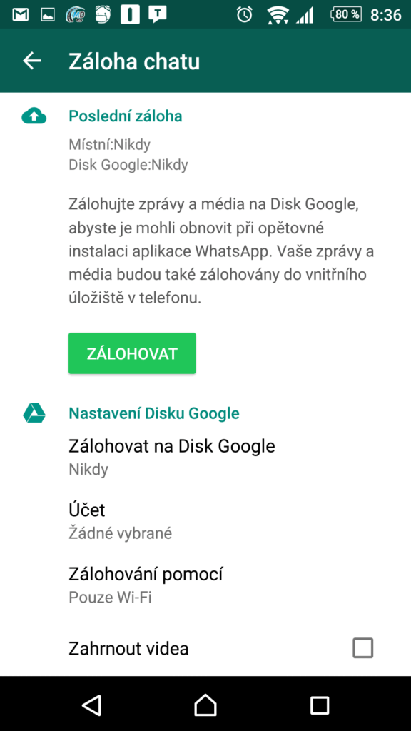 Nastavení zálohy do cloudu