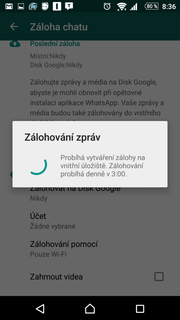 Probíhá záloha zpráv