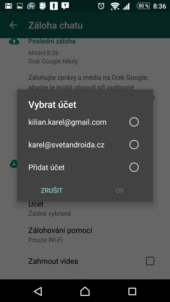Který účet Google použít