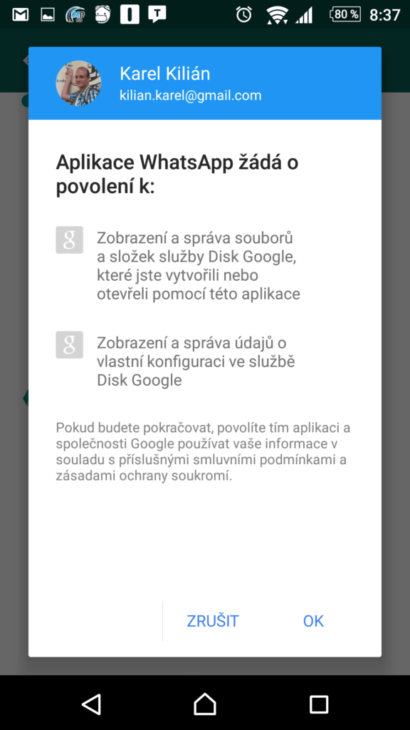 Žádost o přístup k účtu