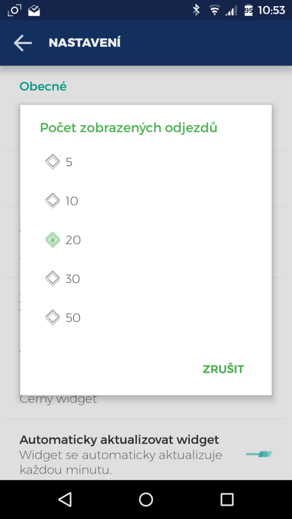 MHD Tabule Screenshot aplikace 10