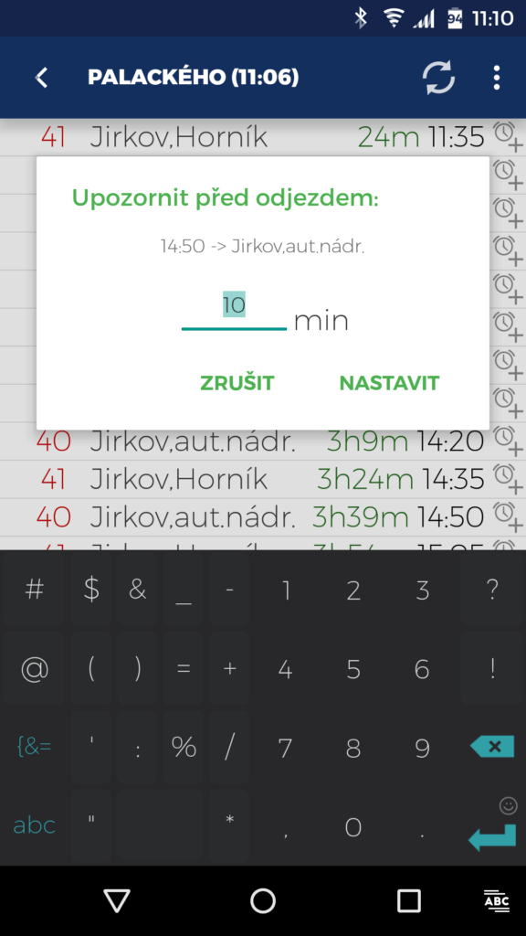 MHD Tabule Screenshot aplikace 12