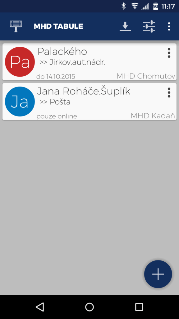 MHD Tabule Screenshot aplikace 13