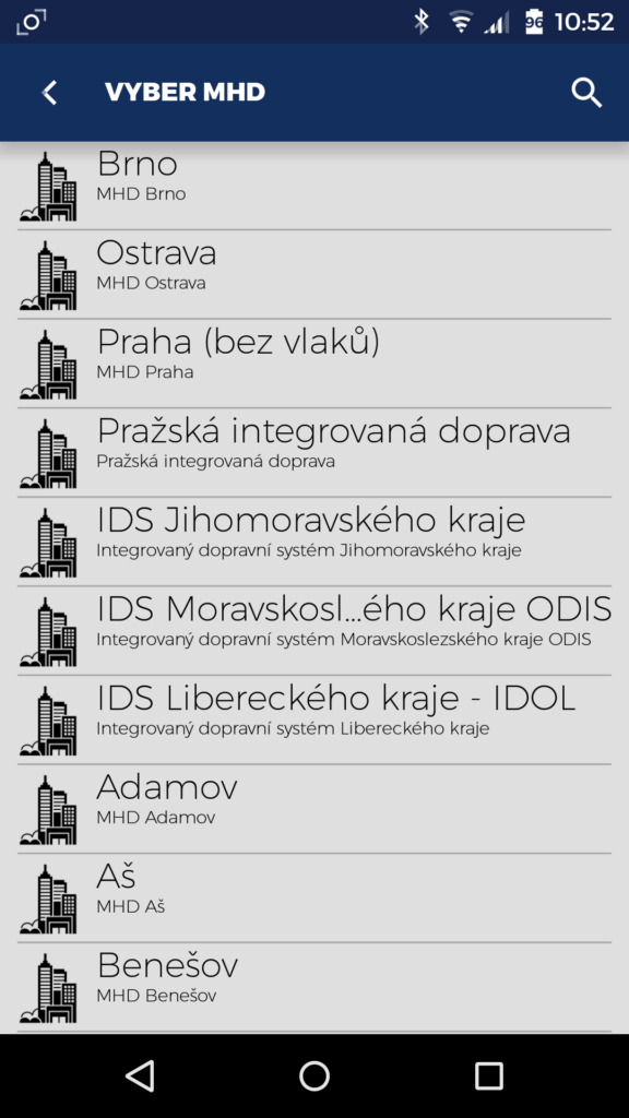 MHD Tabule Screenshot aplikace 2