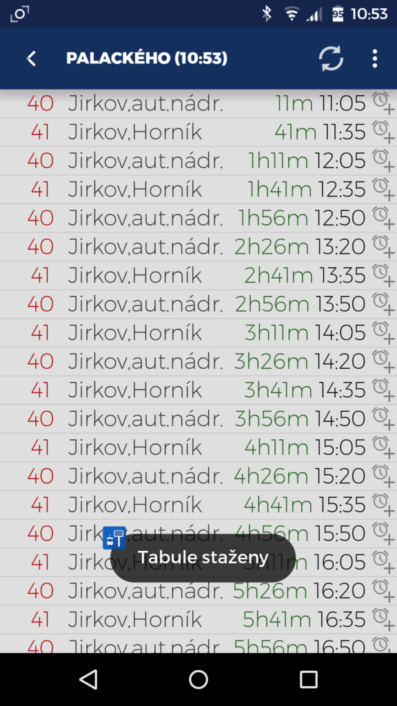 MHD Tabule Screenshot aplikace 8