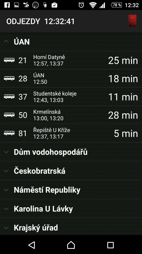 Odjezdy MHD Praha Brno Ostrava