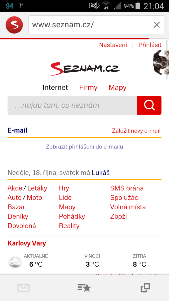 Seznam.cz prohlížeč 1