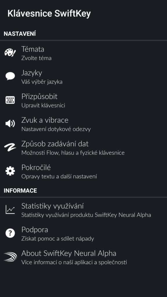 swiftkey neural menu