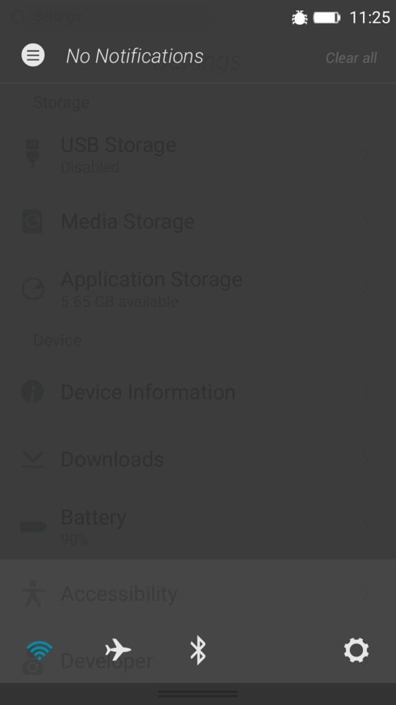 Firefox OS notifikační lišta