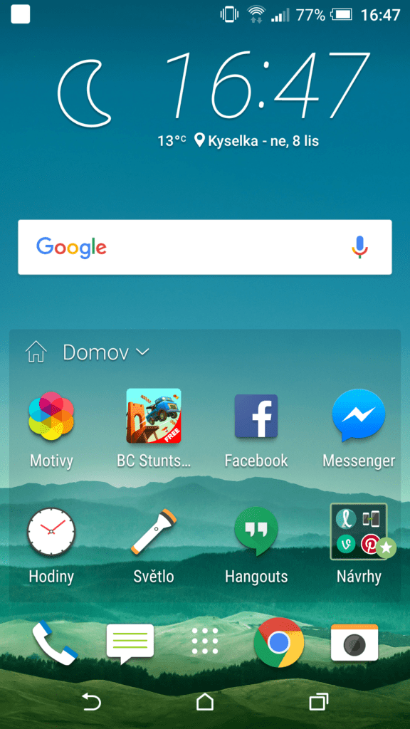 HTC One A9 systém domácí obrazovka