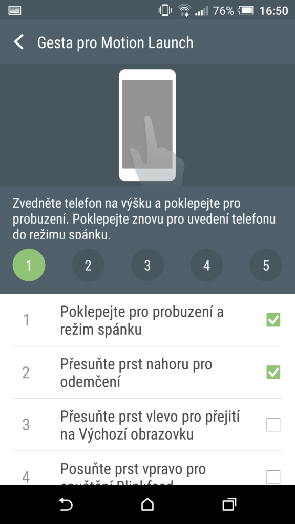 HTC One A9 systém gesta