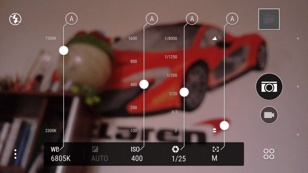HTC One E9 fotoaparát manuální režim
