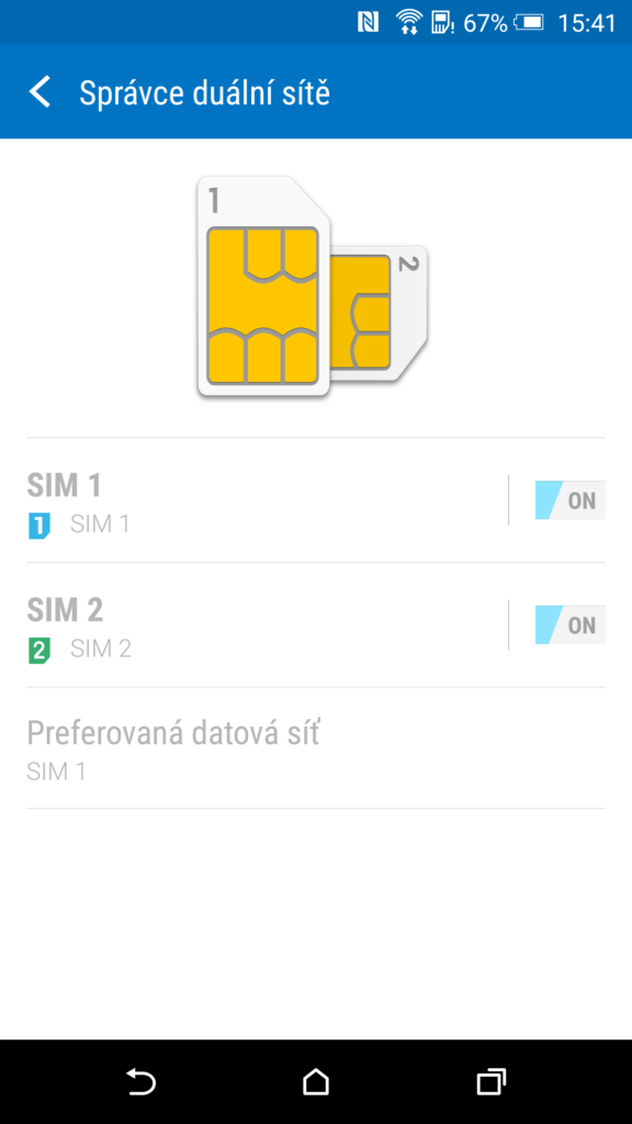 HTC One E9 správa SIM