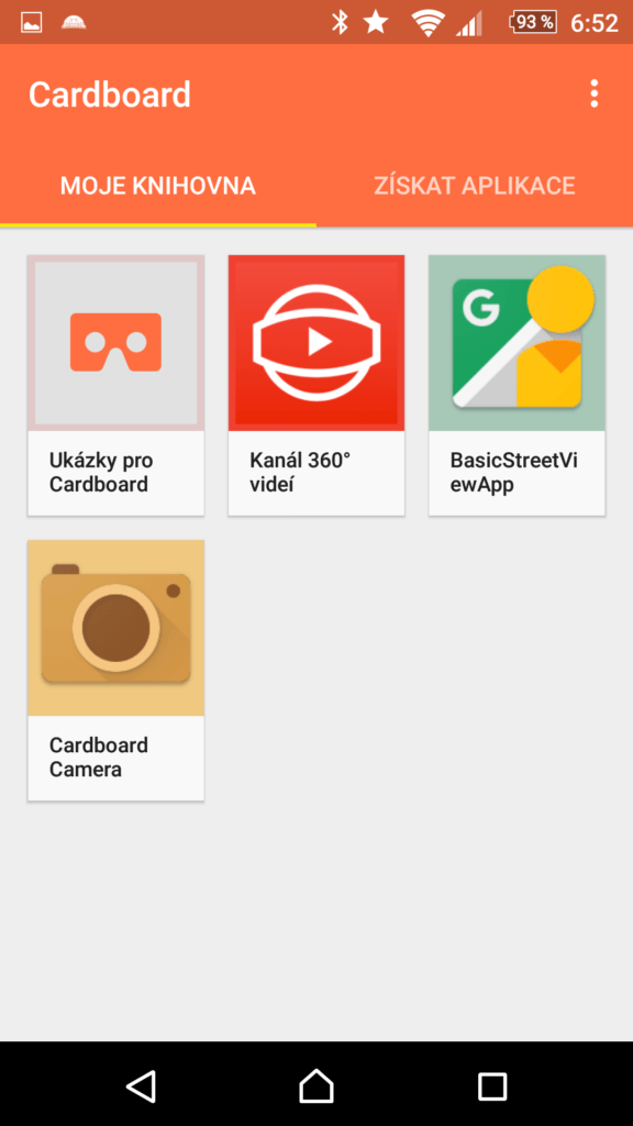 Aplikace Cardboard