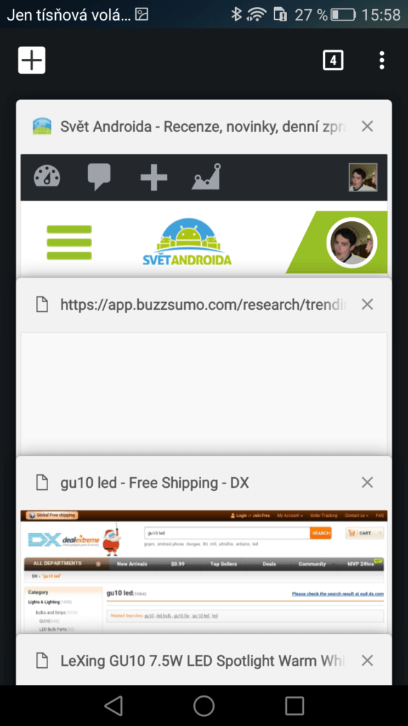 Google Chrome tah prstu shoda dolů 1